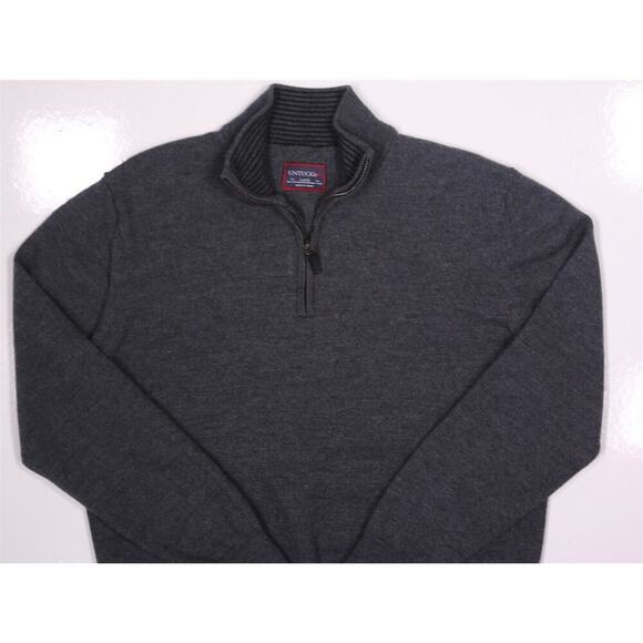 Untuckit Gray Merino Wool 1/4 Zip Pullover Sweater Men's Small - Picture 2 of 6
